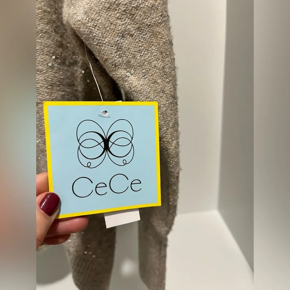 CeCe Cream Turtleneck Sweater Embellished with Micro Silver Sequins Small NWT - Picture 8 of 8